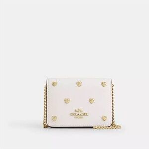 Coach Mini Wallet On A Chain Heart Rivets